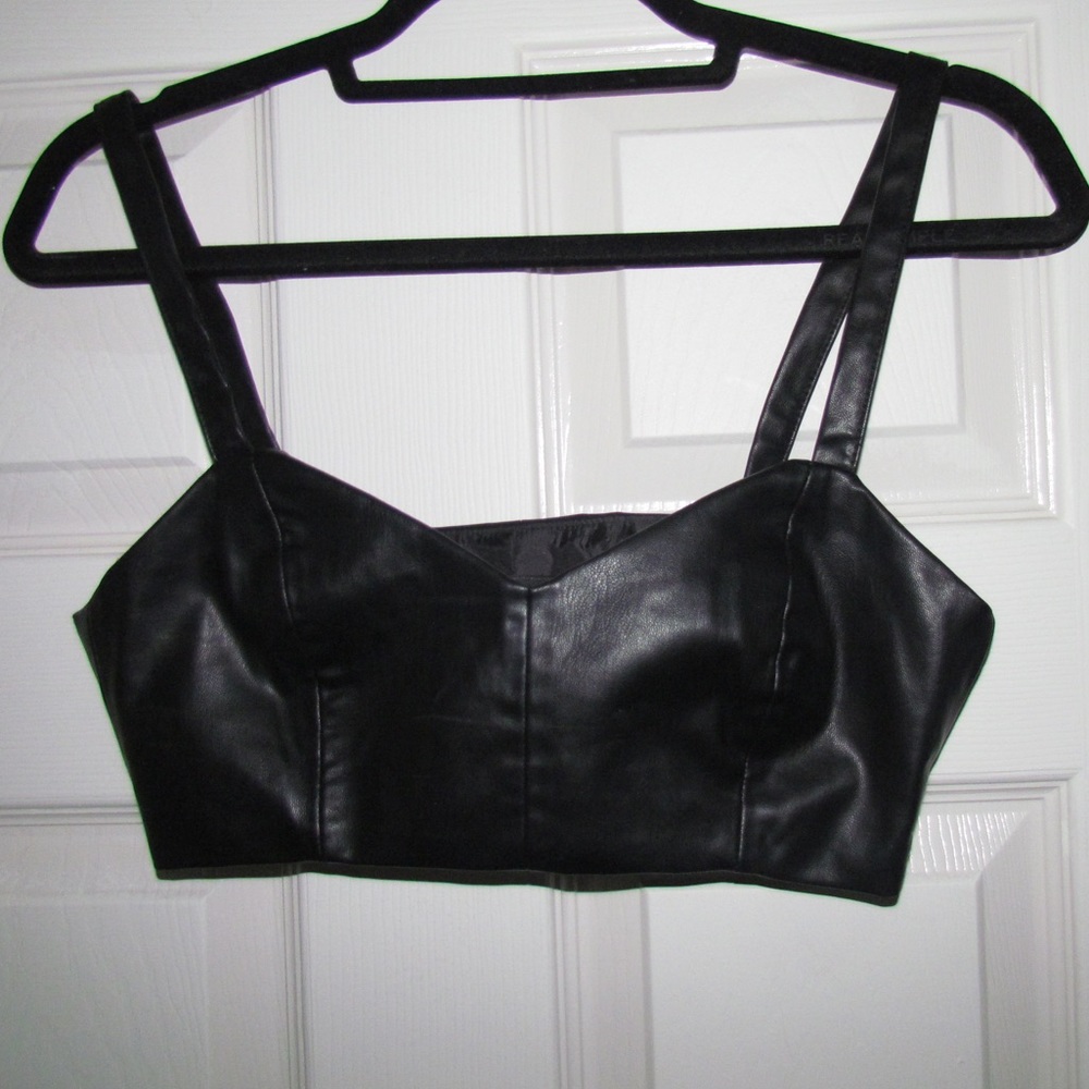 ZARA faux leather crop top